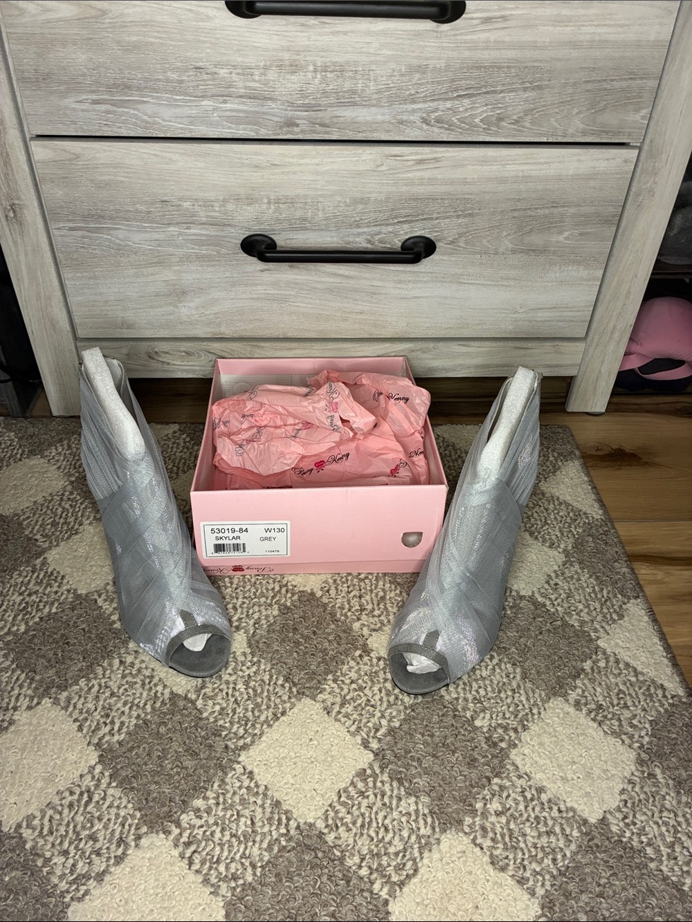 Penny Loves Kenny Skylar Silver Open-Toe Booties (Wide Width) - NWT